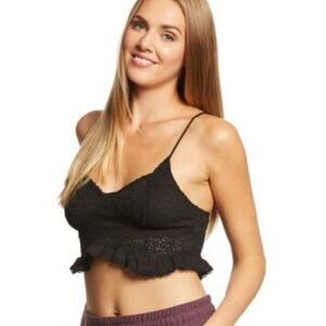 Intimately free people Fleur De Lys Black Lace Crop Cami bra size medium black